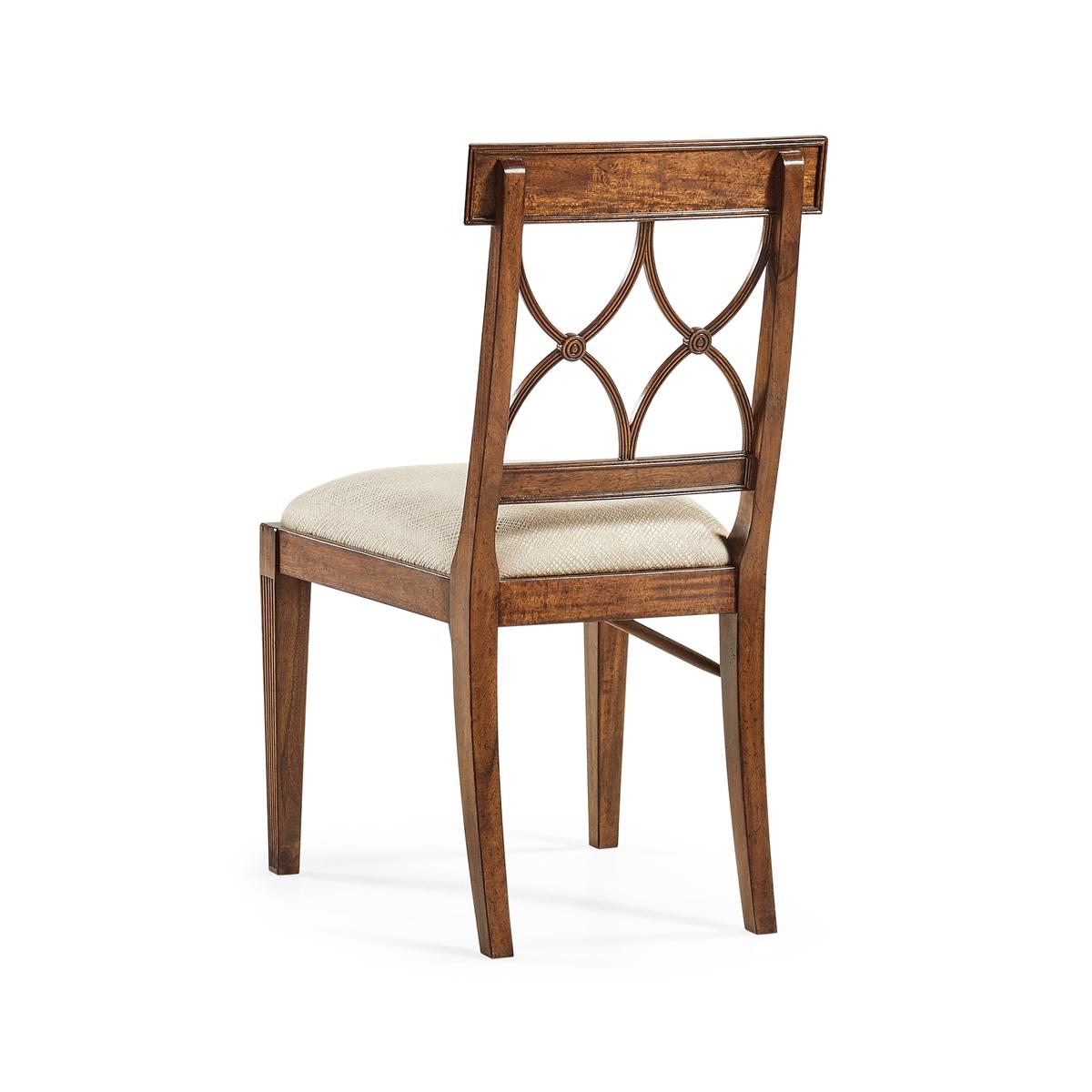 Jonathan Charles Regency Crotch Walnut Curved Back Side Chair