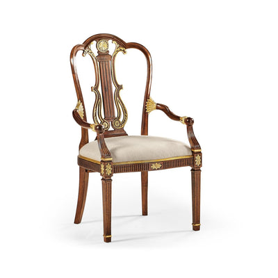 Jonathan Charles Buckingham Gilded Lyre Back Arm Chair