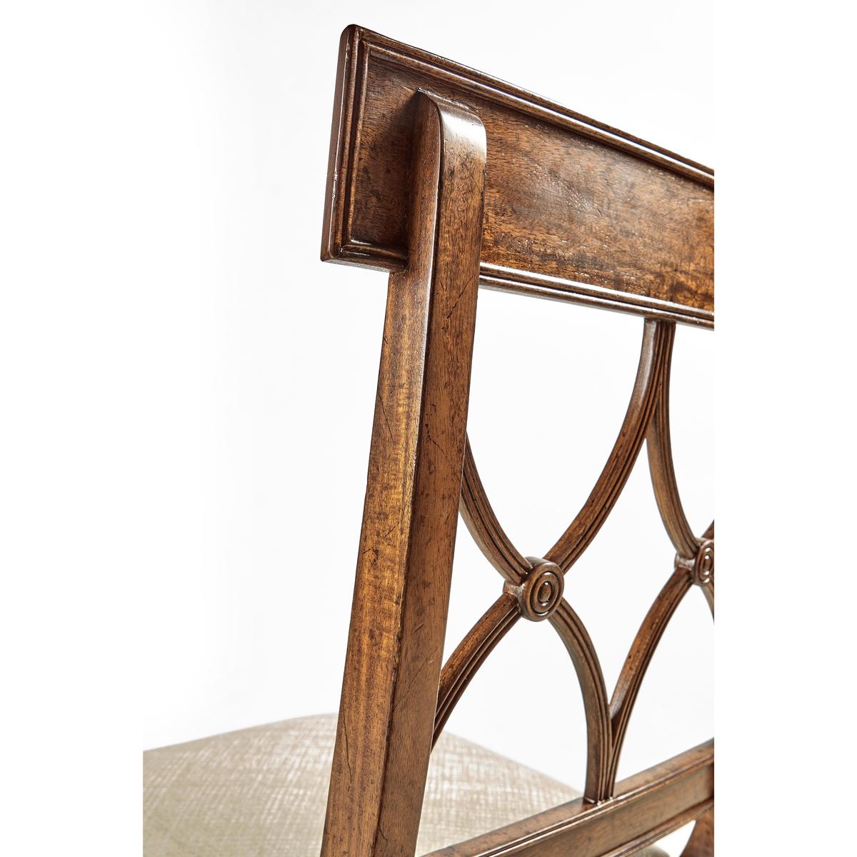 Jonathan Charles Regency Crotch Walnut Curved Back Side Chair