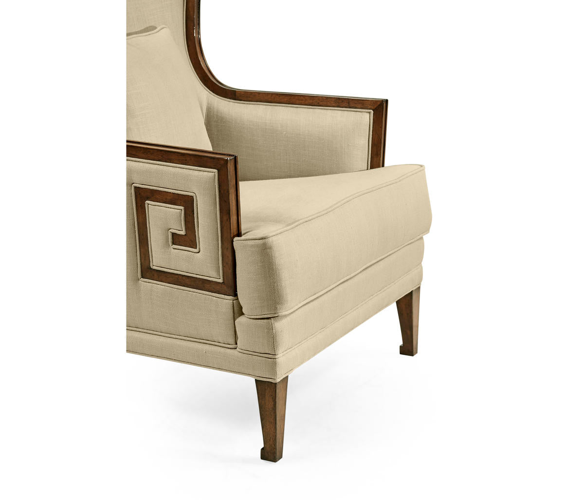 Jonathan Charles Biedermeier Greek Key Walnut Occasional Chair