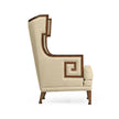 Jonathan Charles Biedermeier Greek Key Walnut Occasional Chair