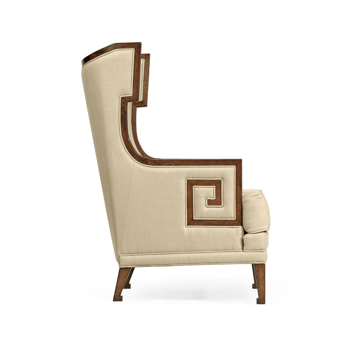 Jonathan Charles Biedermeier Greek Key Walnut Occasional Chair
