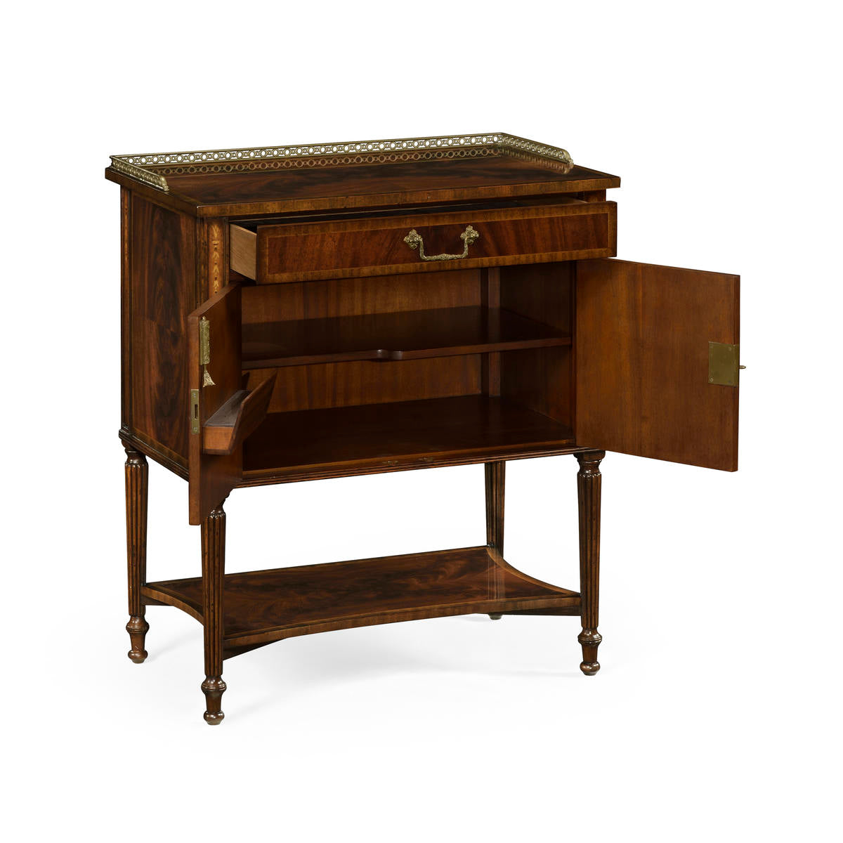 Jonathan Charles Mahogany Bedside Table with Brass Gallery
