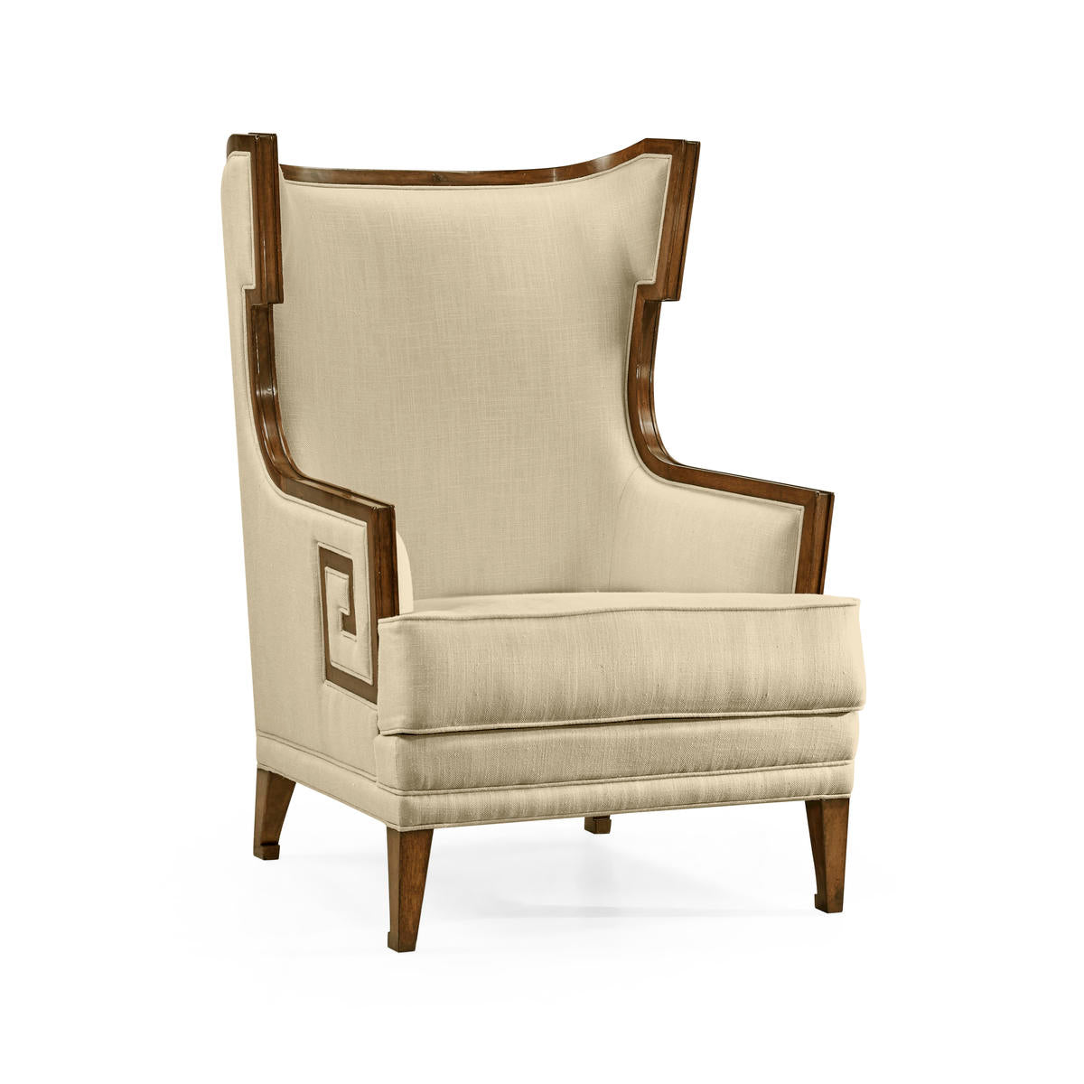 Jonathan Charles Biedermeier Greek Key Walnut Occasional Chair