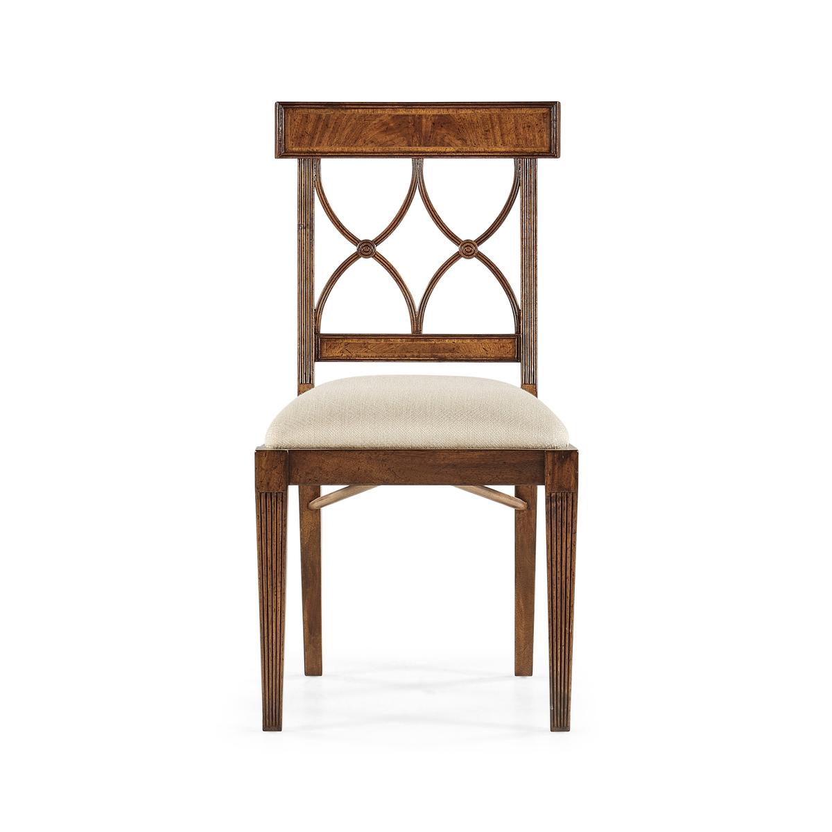 Jonathan Charles Regency Crotch Walnut Curved Back Side Chair