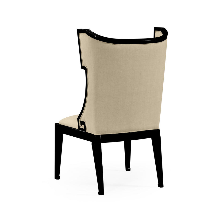 Jonathan Charles Greek Key Design Biedermeier Black Side Chair