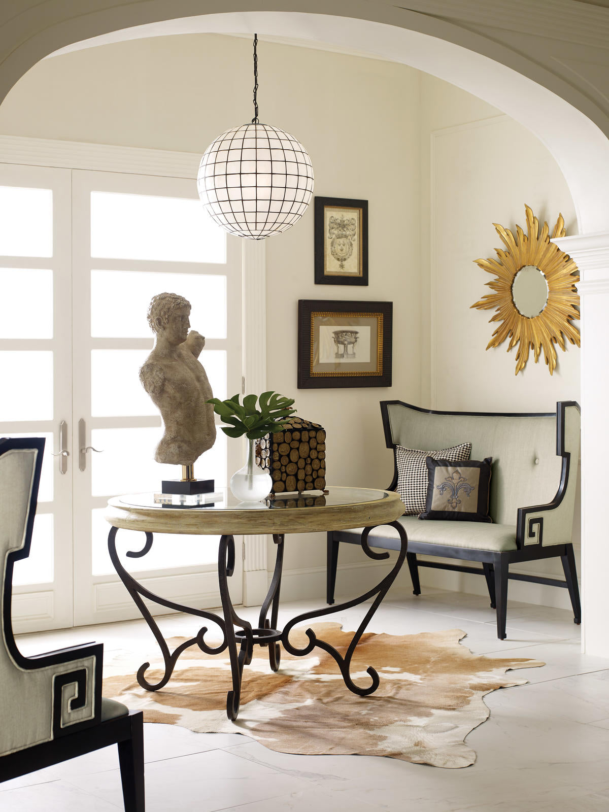Jonathan Charles Small Gilded Sunburst Mirror