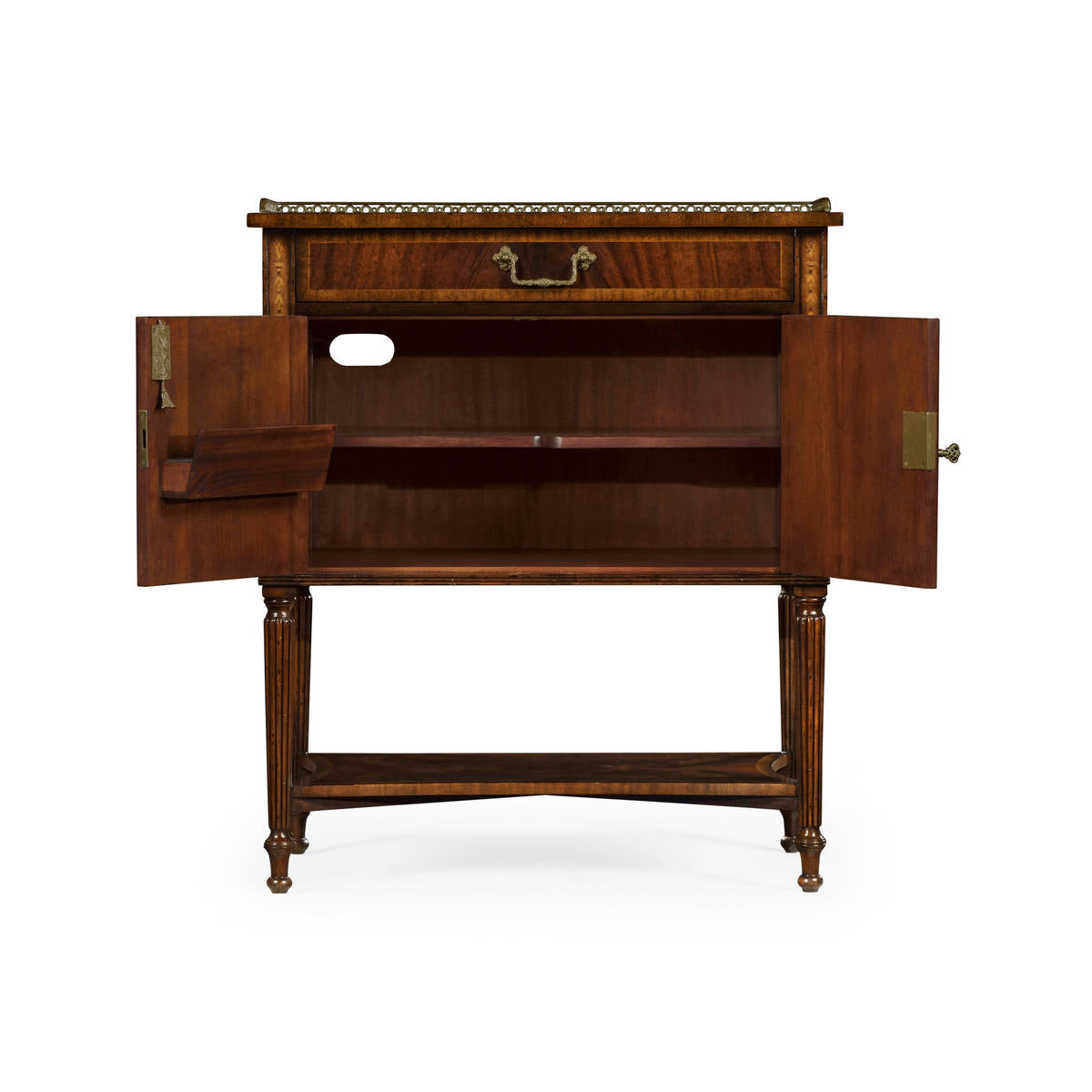 Jonathan Charles Mahogany Bedside Table with Brass Gallery