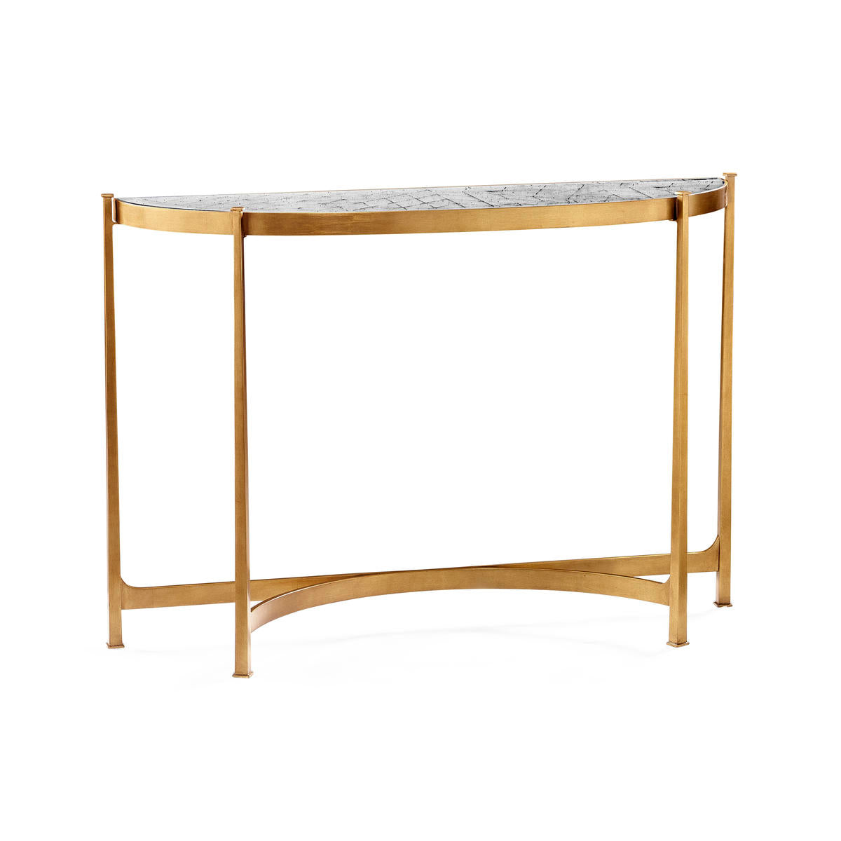 Jonathan Charles Large Églomisé & Gilded Iron Demilune Console