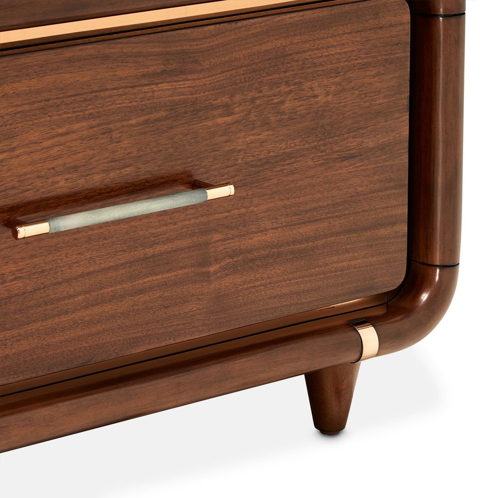 Michael Amini Mason Park Offset Chest with Storage Mirror - Umber