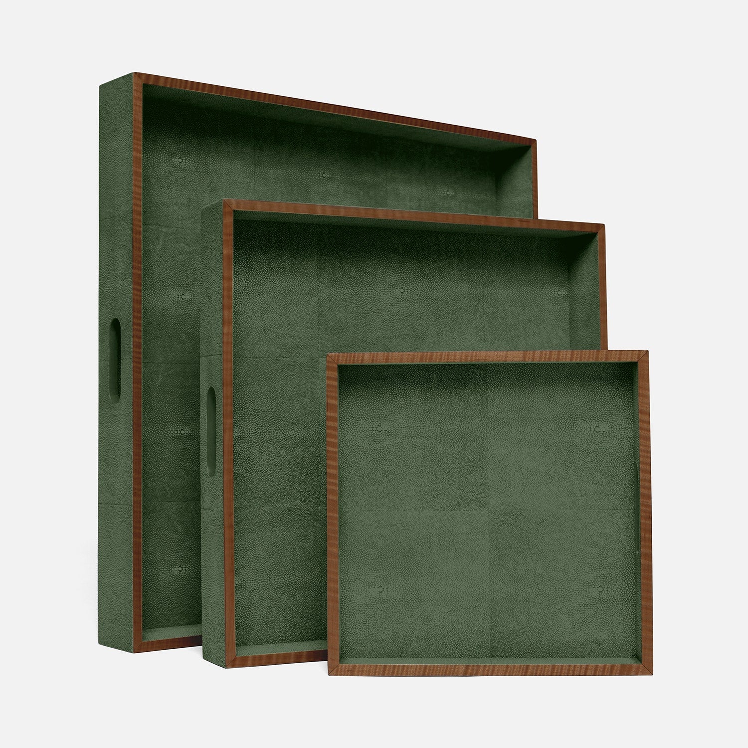 Amina Faux Shagreen Tray - Set of 3