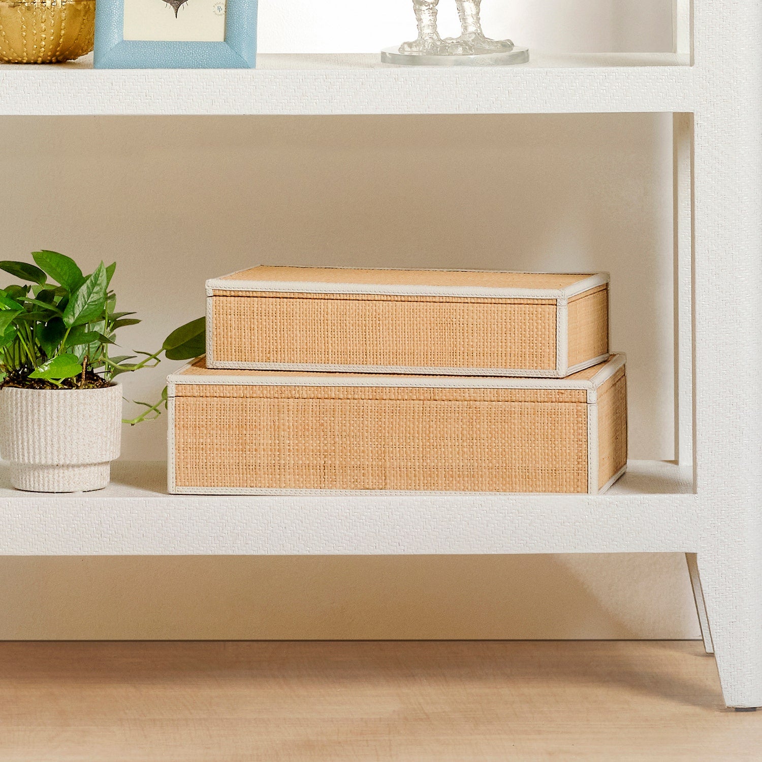 Hammet Natural Raffia Decorative Box - Set of 2