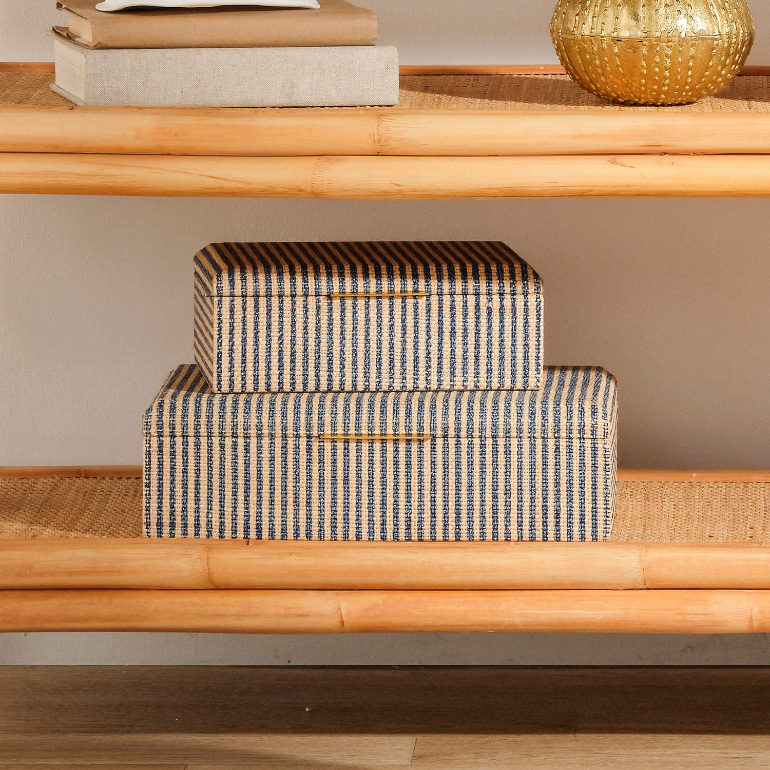 Winslow Striped Raffia Box - Set of 2