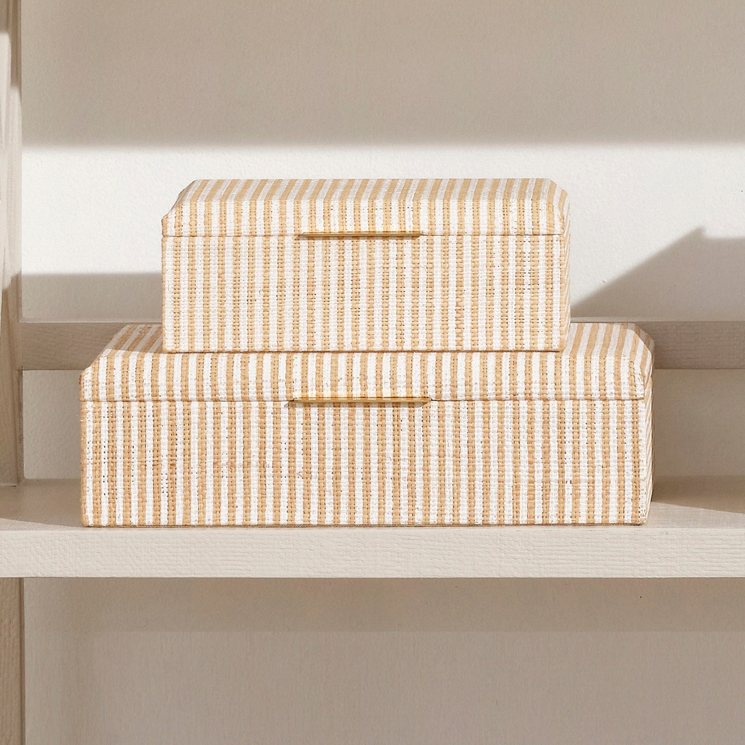 Winslow Striped Raffia Box - Set of 2