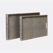 Winslow Striped Raffia Tray - Set of 2
