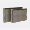 Winslow Striped Raffia Tray - Set of 2