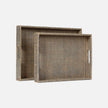 Winslow Striped Raffia Tray - Set of 2