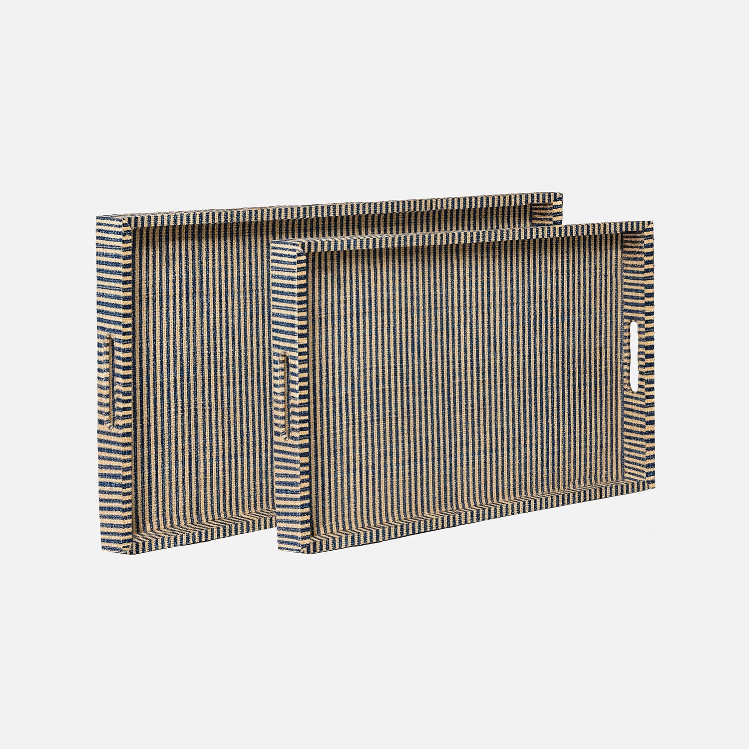 Winslow Striped Raffia Tray - Set of 2