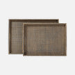 Winslow Striped Raffia Tray - Set of 2