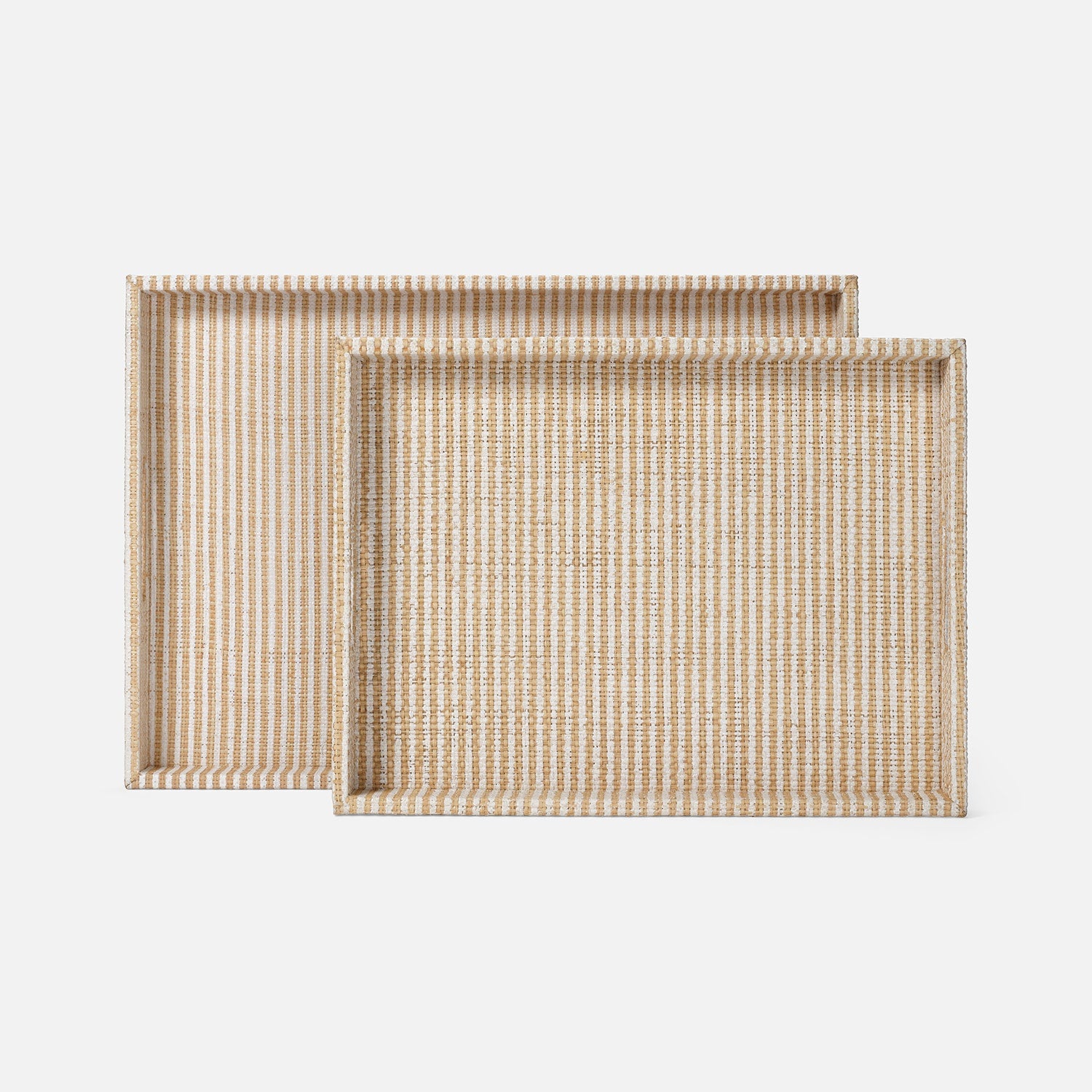 Winslow Striped Raffia Tray - Set of 2