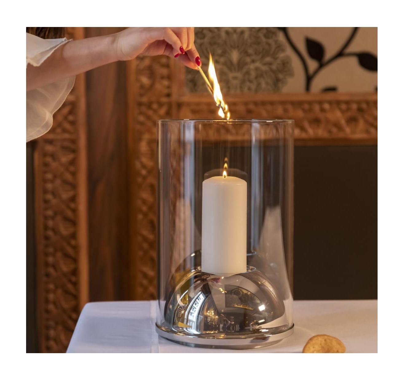 Christofle Oh De Christofle Stainless Steel Hurricane Candle Holder