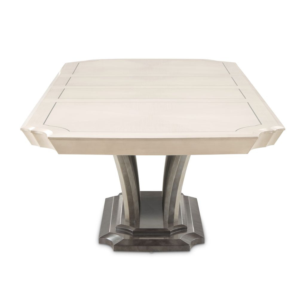 Michael Amini Fantosini Pedestal Dining Table - Silver Mist