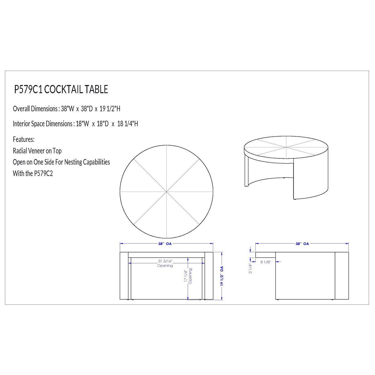 Vanguard Creston Cocktail Table I