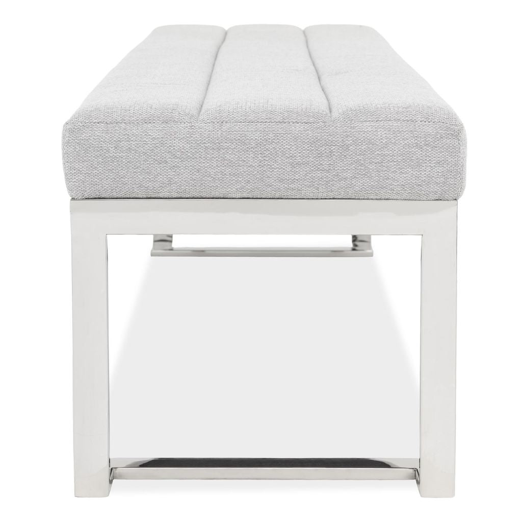 Michael Amini Tulip Accent Bench - Gray/Chrome