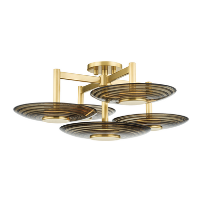 Hudson Valley Lighting Griston 5 Light 28 inch Aged Brass Semi Flush Ceiling Light