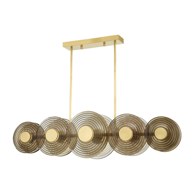 Hudson Valley Lighting Griston 10 Light 53 inch Aged Brass Island Light Ceiling Light