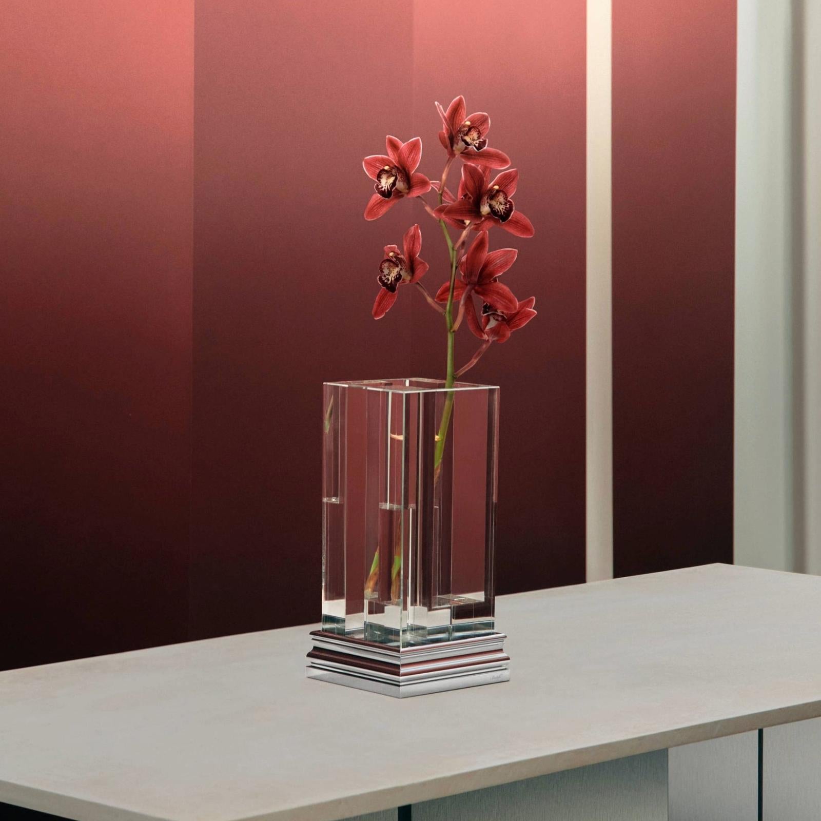 Christofle Perspectives Glass Vase Chrome