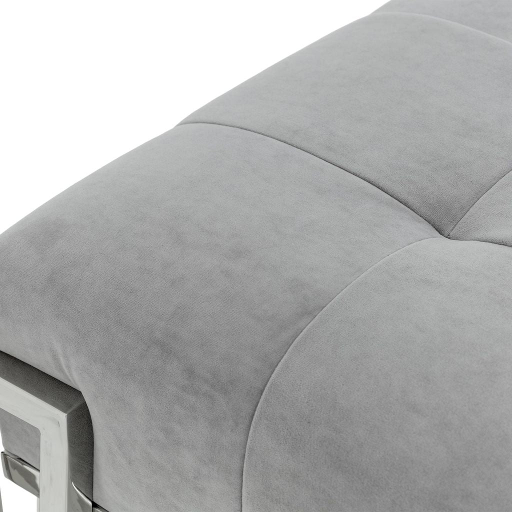Michael Amini Rose Velvet Accent Bench - Gray/Chrome