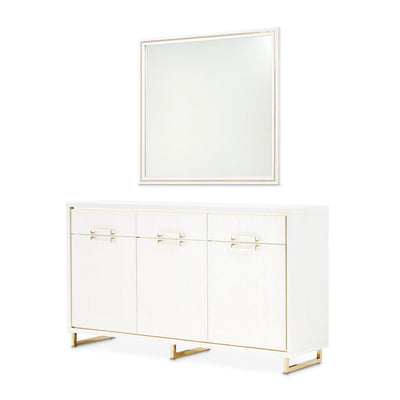 Michael Amini Palm Gate Sideboard with Mirror - Cloud White