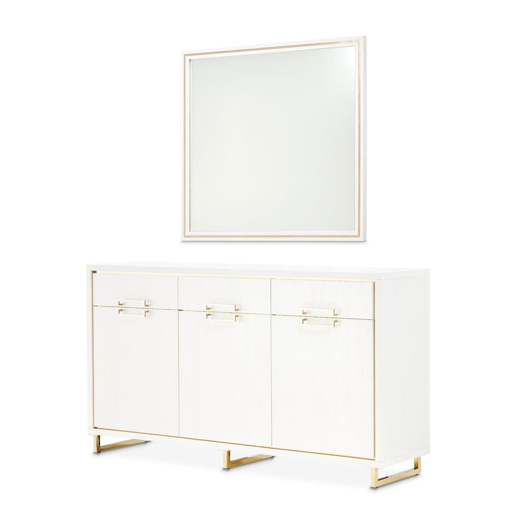 Michael Amini Palm Gate Sideboard with Mirror - Cloud White