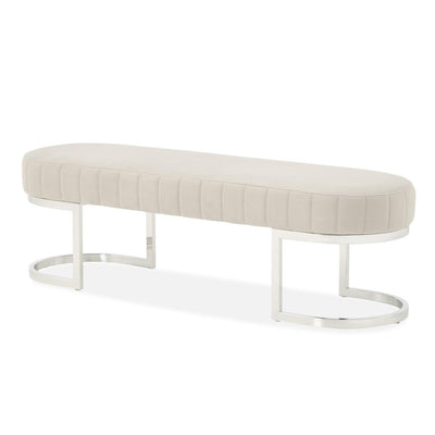 Michael Amini Orchid Velvet Accent Bench - Gray/Chrome