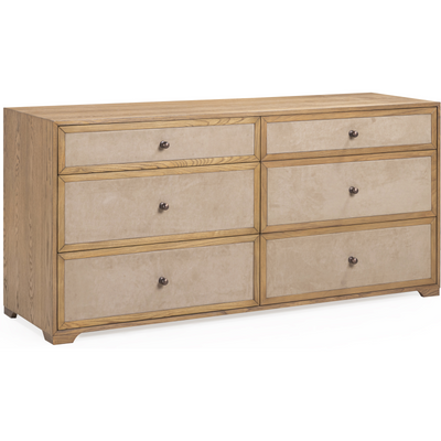 TOV Furniture Laurentis Light Taupe Suede and Wood Drawer Dresser