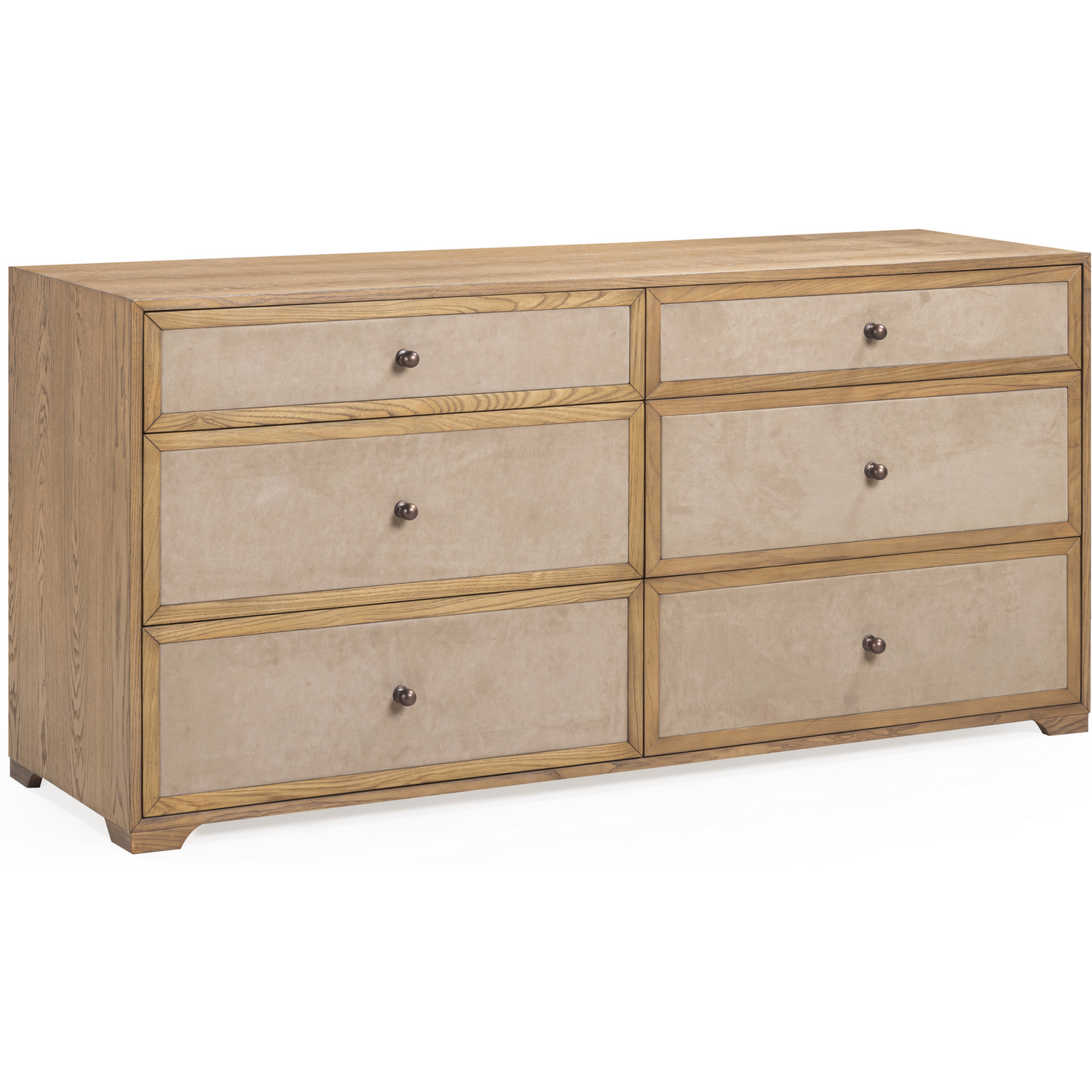 TOV Furniture Laurentis Light Taupe Suede and Wood Drawer Dresser
