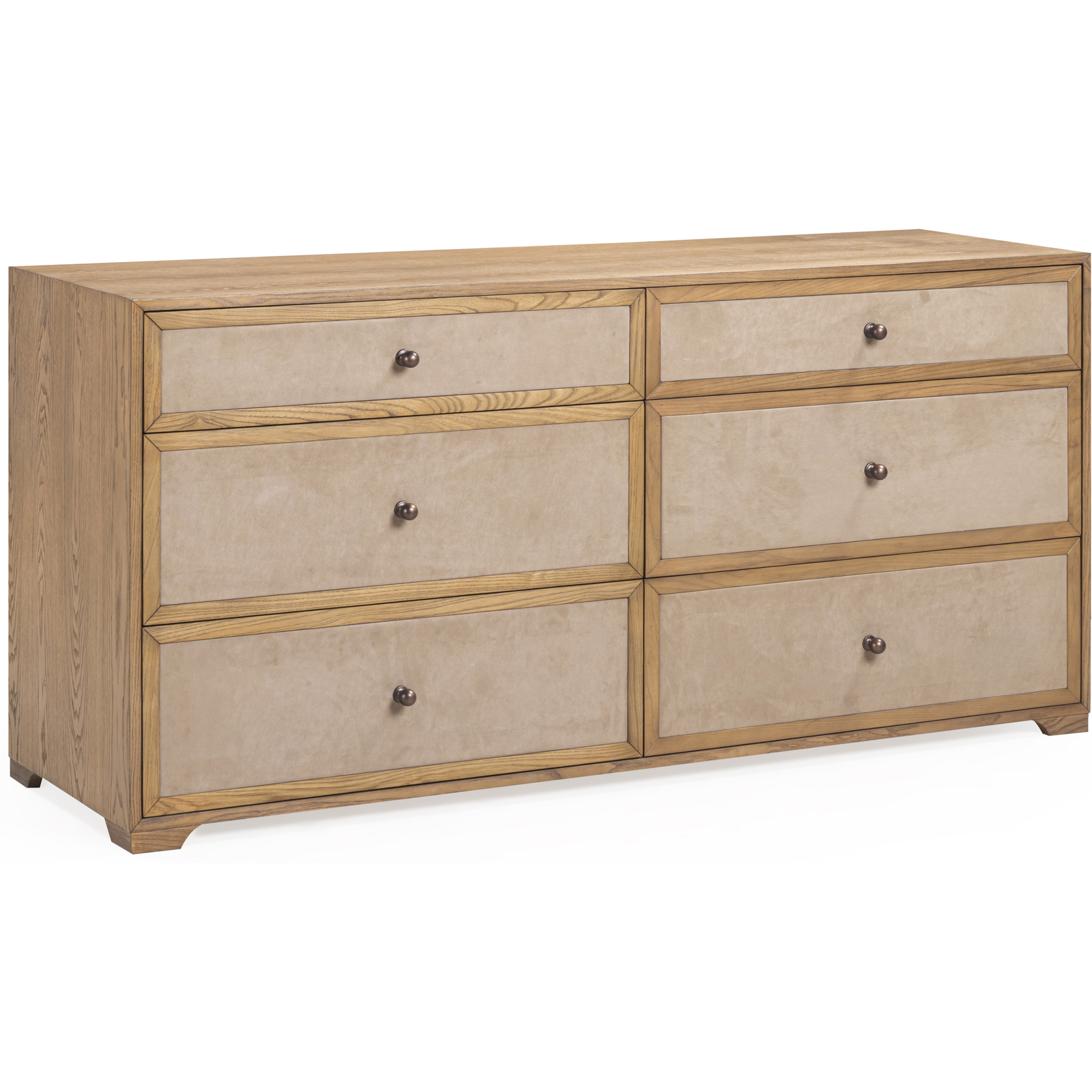 TOV Furniture Laurentis Light Taupe Suede and Wood Drawer Dresser