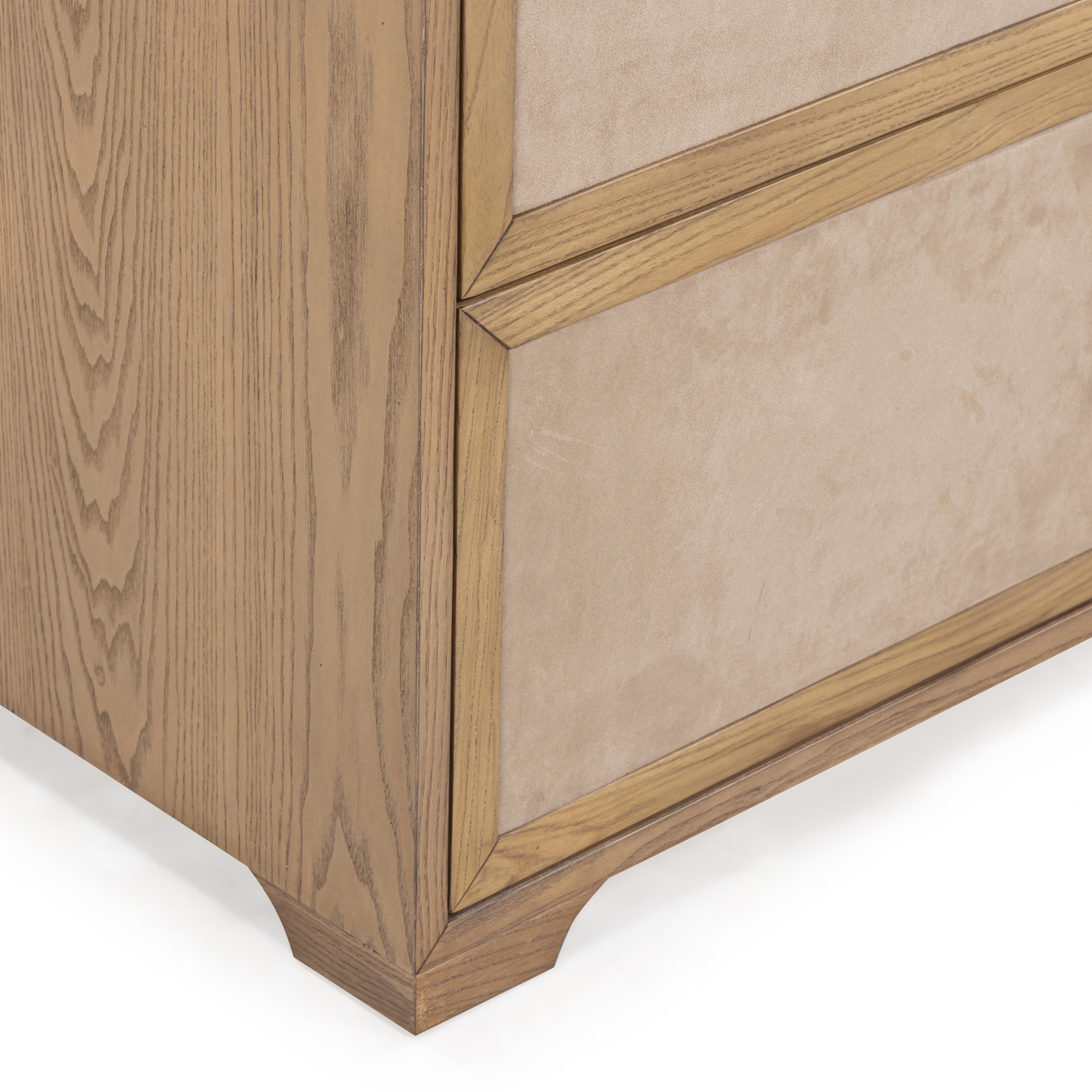 TOV Furniture Laurentis Light Taupe Suede and Wood Drawer Dresser