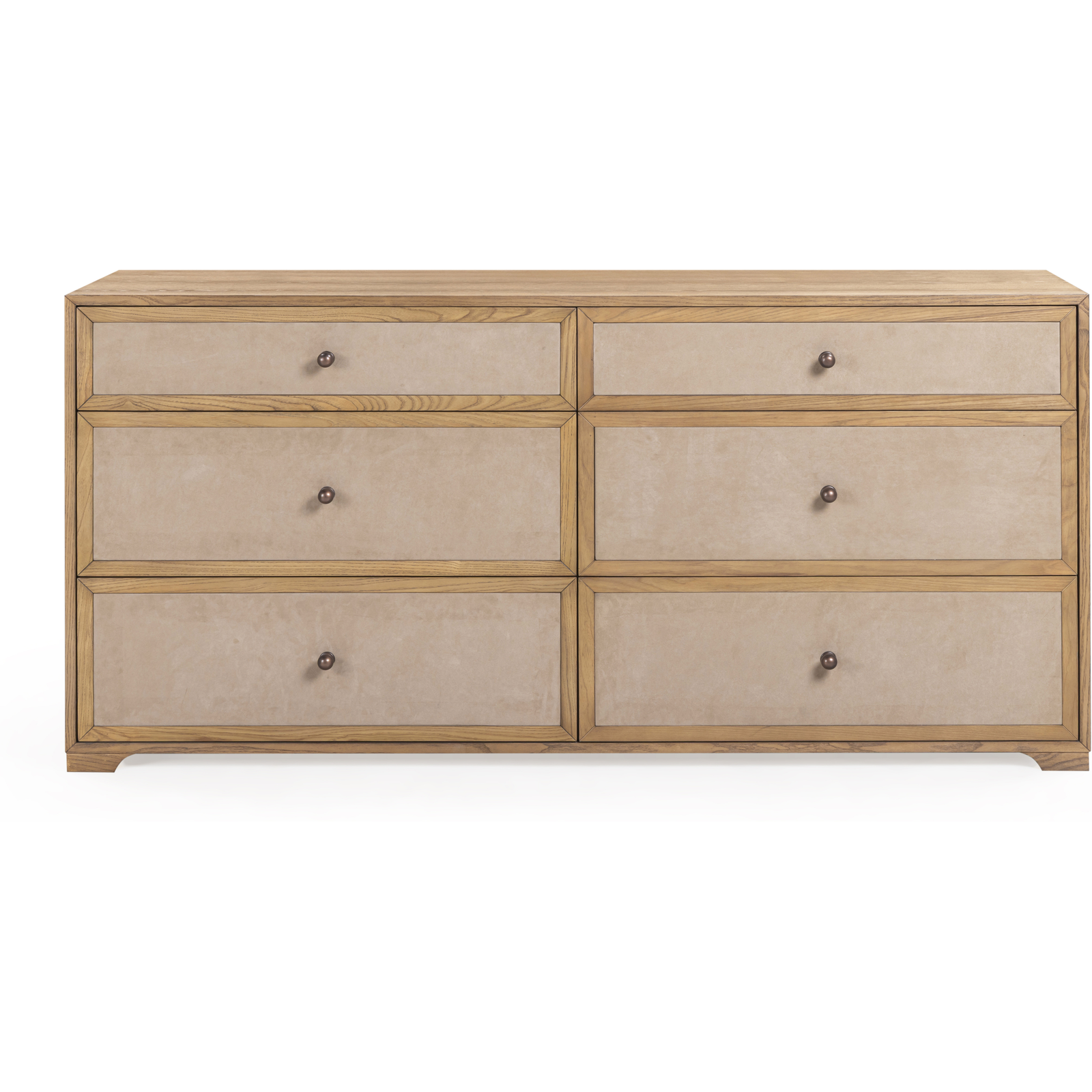 TOV Furniture Laurentis Light Taupe Suede and Wood Drawer Dresser