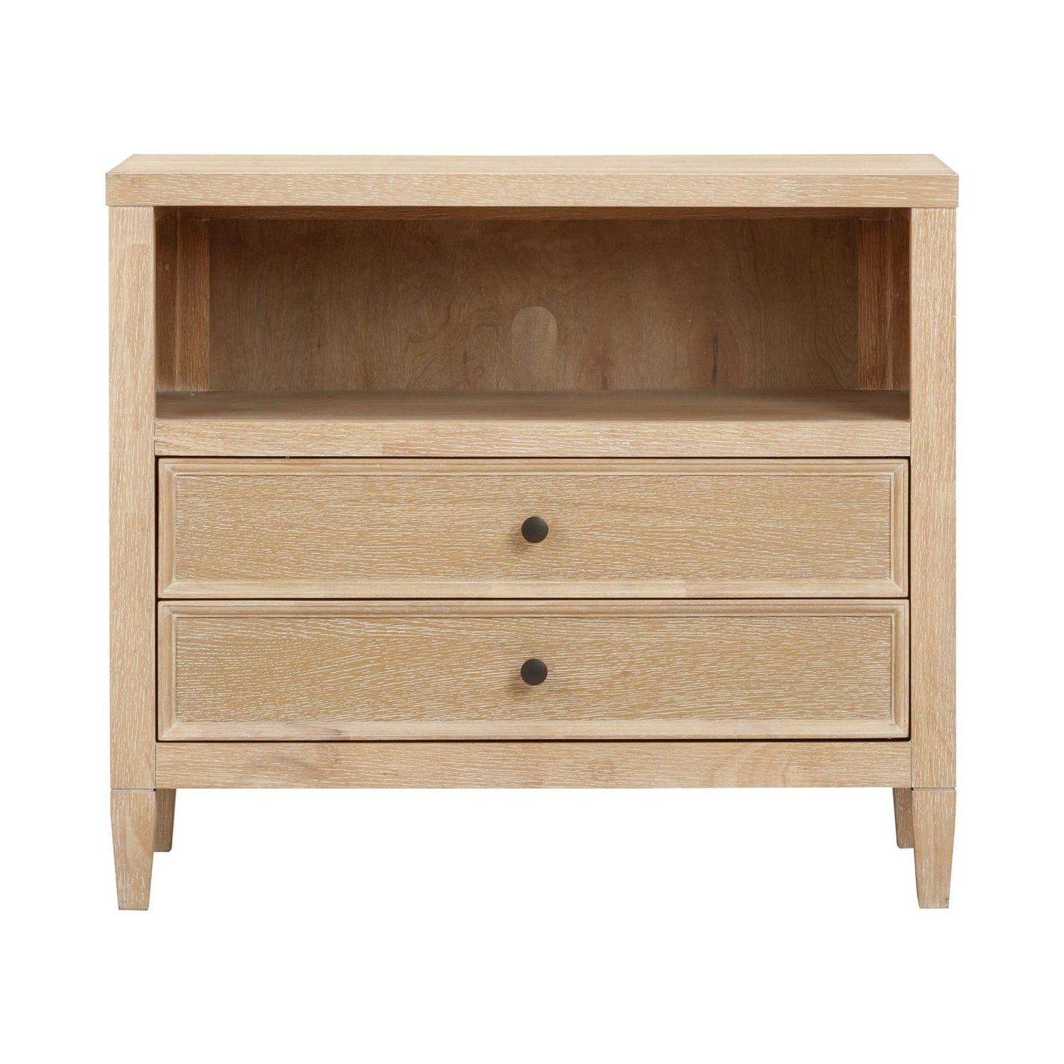 TOV Furniture Bristol Park 30" Whitewashed Oak Wood 2-Drawer Nightstand