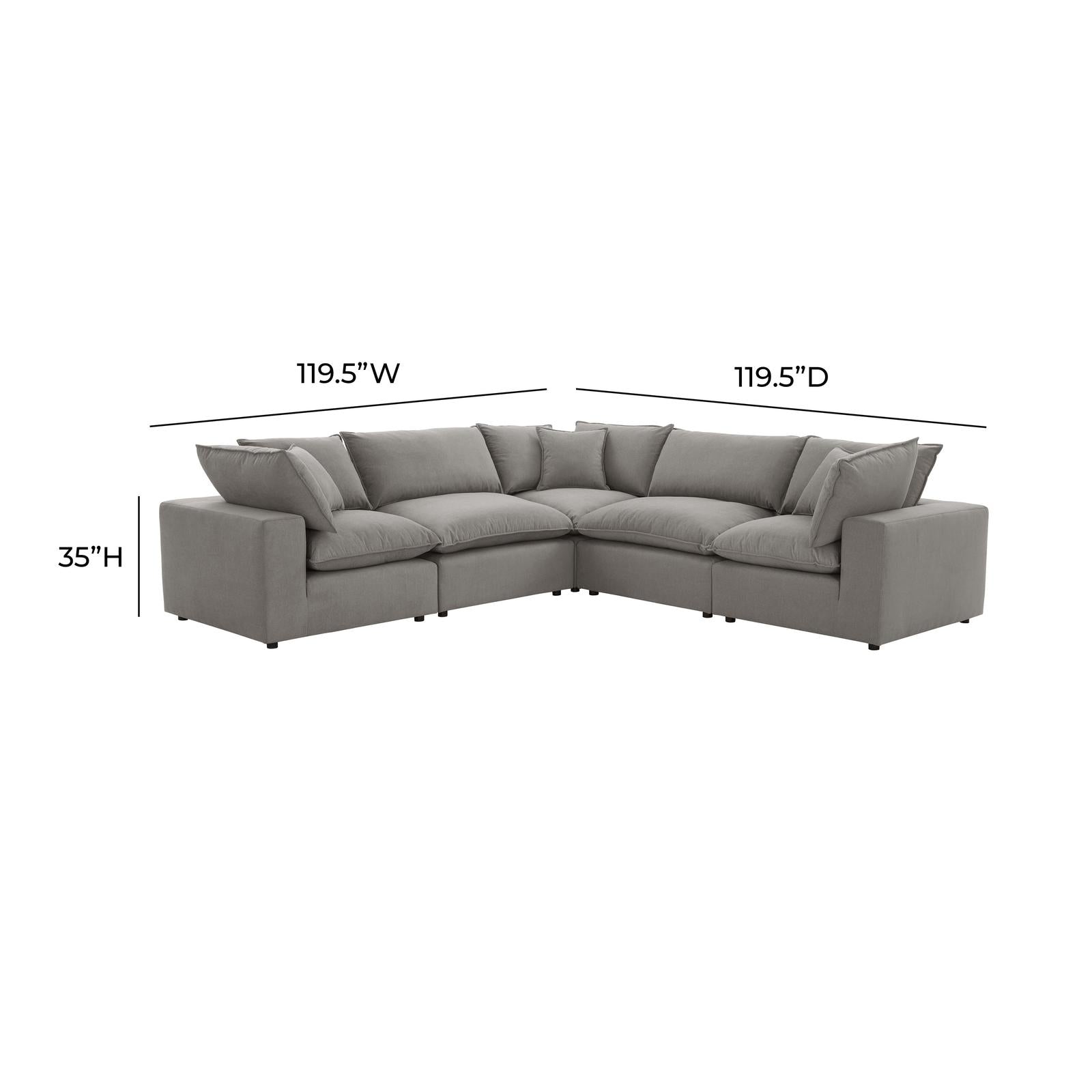 TOV Furniture Cali 5-Piece Performance Fabric Modular L-Sectional
