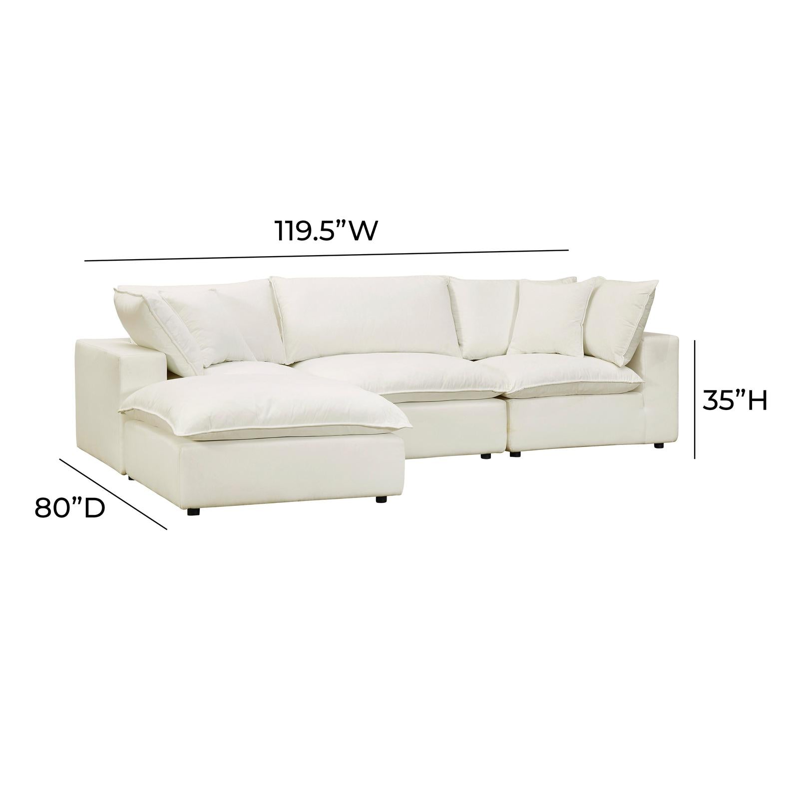 TOV Furniture Cali 4-Piece Performance Fabric Modular Sectional