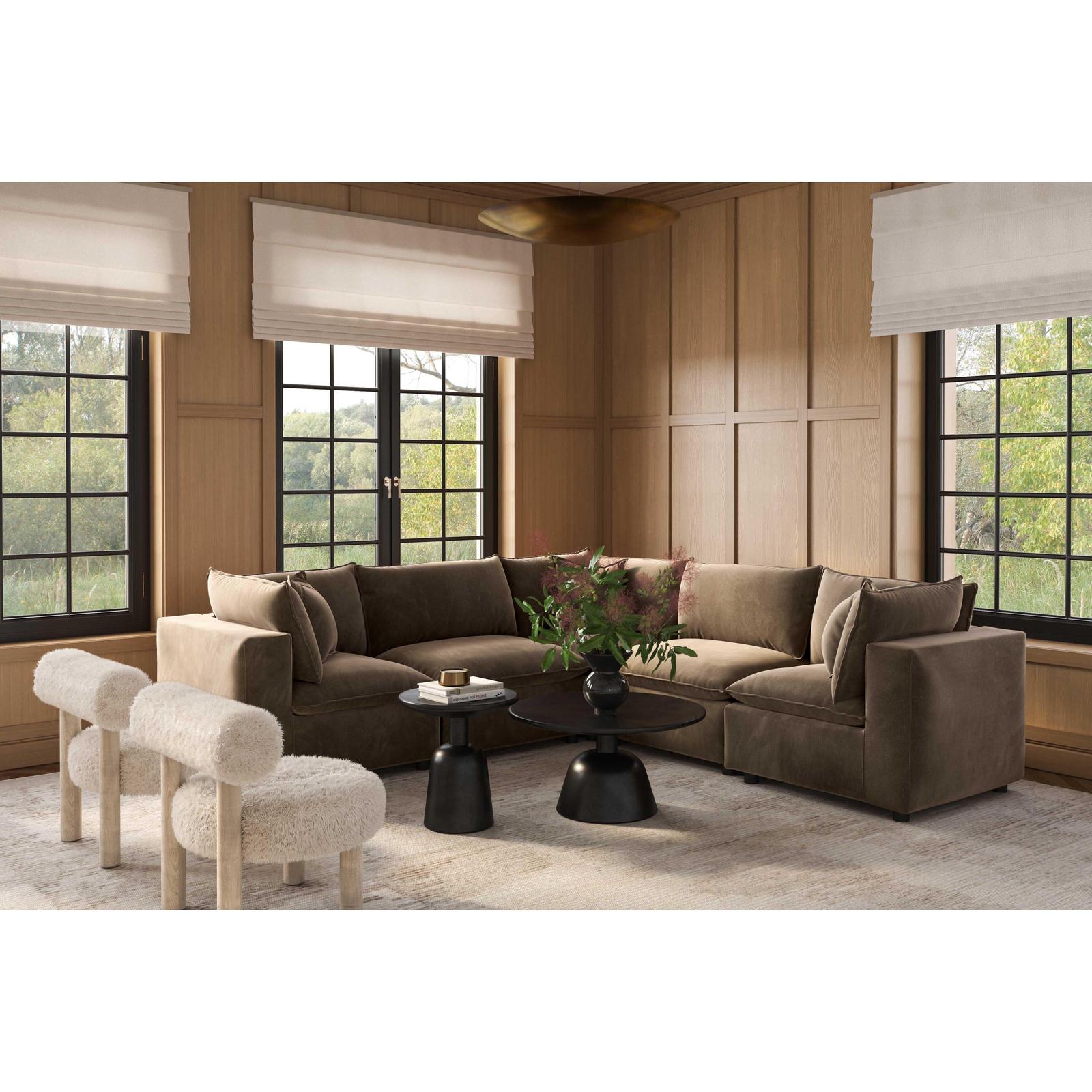 TOV Furniture Cali 5-Piece Chocolate Brown Performance Velvet L-Sectional