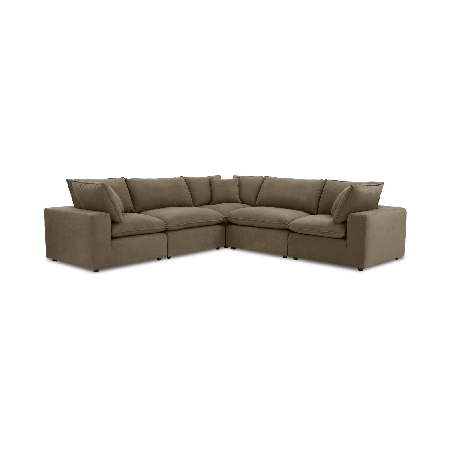 TOV Furniture Cali 5-Piece Chocolate Brown Performance Velvet L-Sectional
