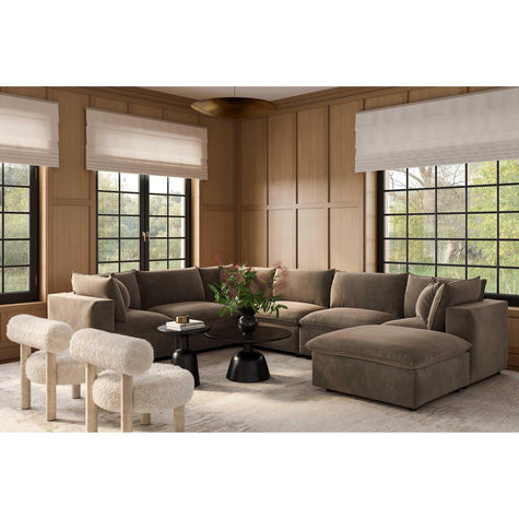 TOV Furniture Cali 7-Piece Chocolate Brown Performance Velvet Large Chaise Sectional