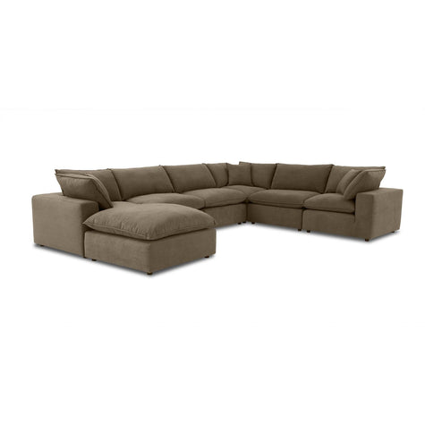 TOV Furniture Cali 7-Piece Chocolate Brown Performance Velvet Large Chaise Sectional