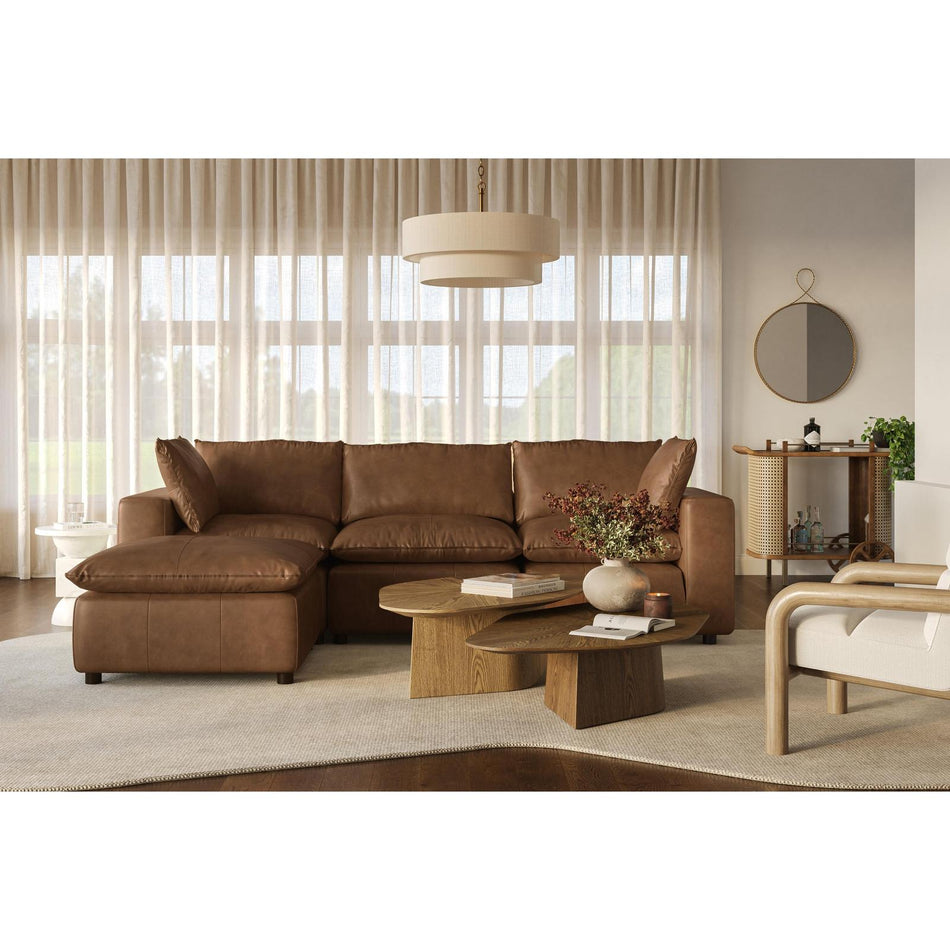 TOV Furniture Cali 4-Piece Brown Leather Modular Sectional