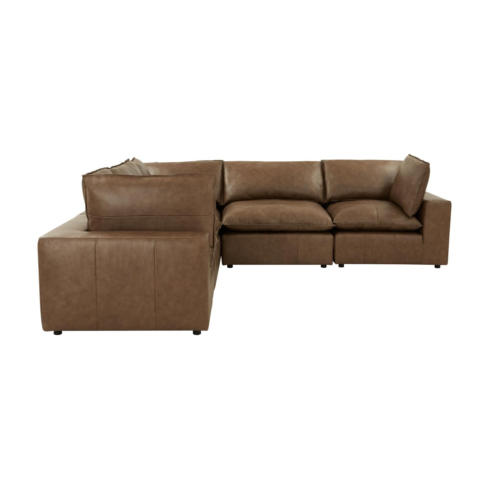 TOV Furniture Cali 5-Piece Brown Leather Modular L-Sectional