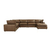 TOV Furniture Cali 7-Piece Brown Leather Modular Large Chaise Sectional